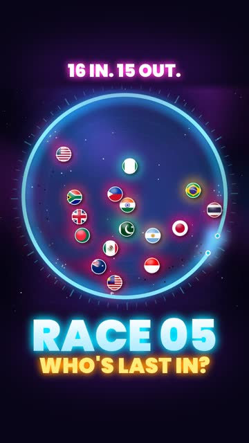 Cover for Last One In, Race 05: country balls racing inside a glowing ring